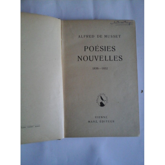  POESIES  NOUVELLES  1836-1852  -  ALFRED  DE  MUSSET  -  Iimprimerie Vienne  Manz 